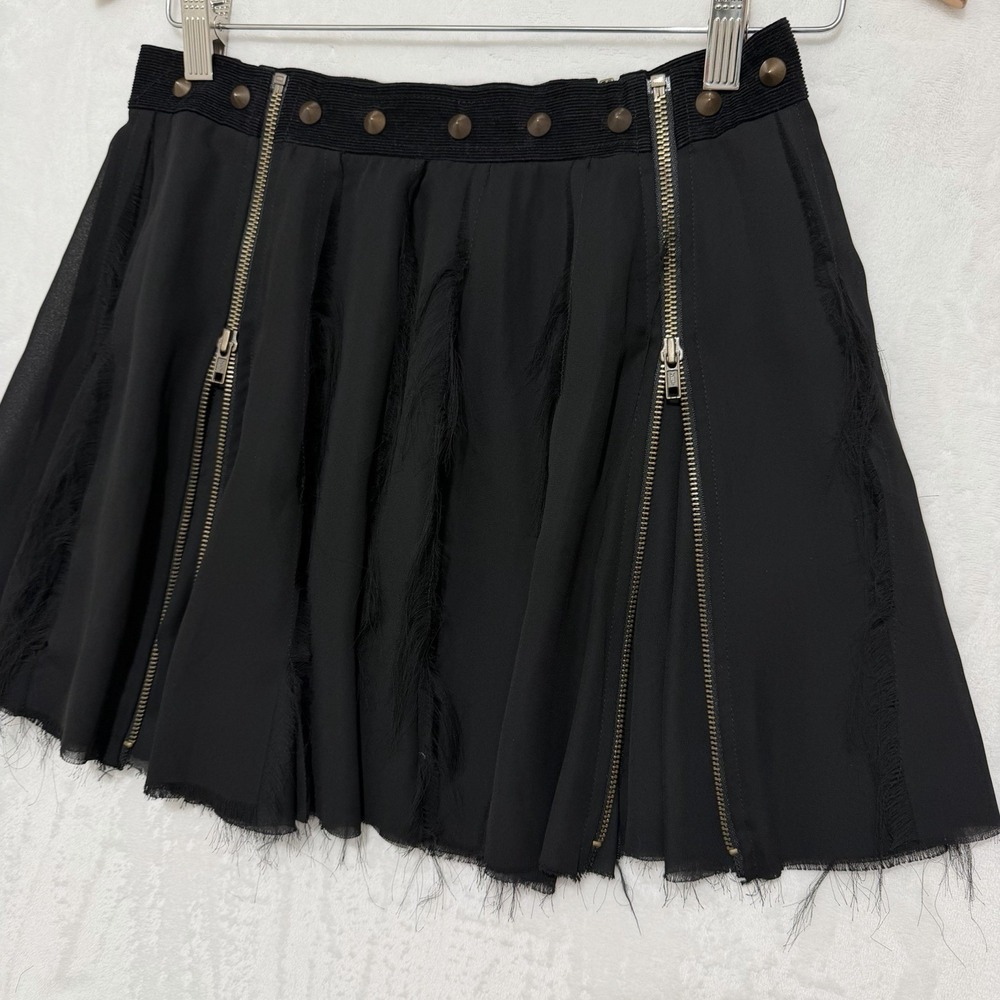 Rare Vtg Betsey Johnson Studded Zip Mini Skirt Sz 6 Indie Sleaze Y2K Grunge - Picture 6 of 10